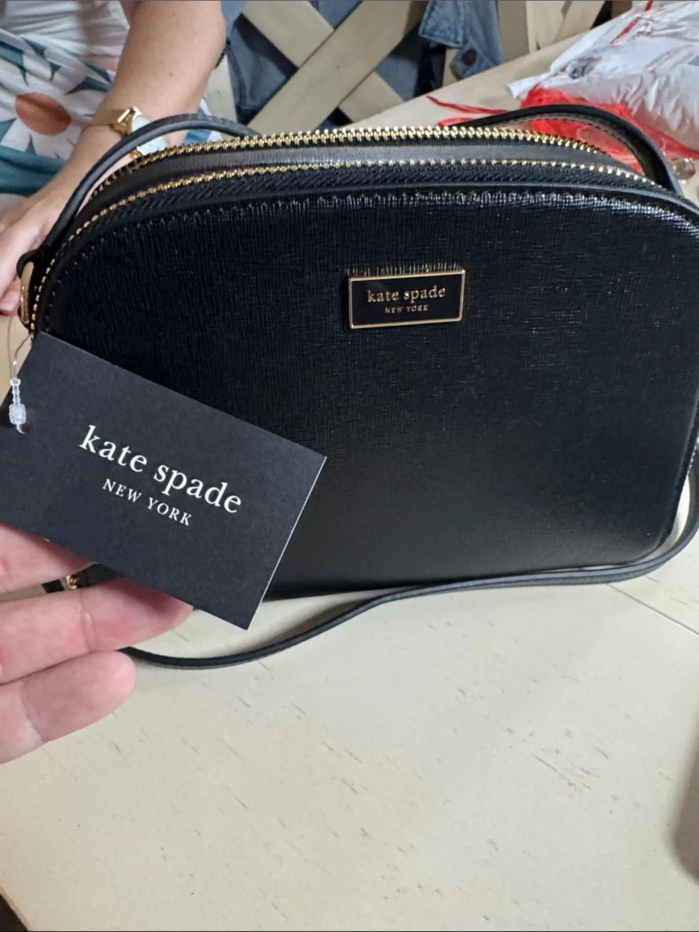 kate spade New York Black Pebbled Leather Crossbody with dust bag
